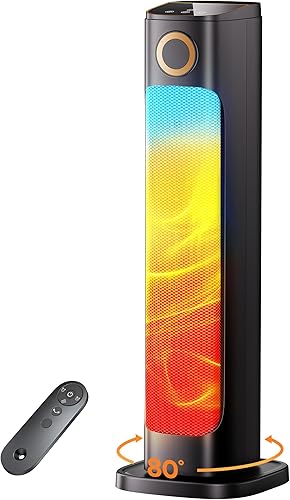 Miniatura 1 de Calentador de espacio para interiores, calentadores eléctricos de 1500 W para interiores con control remoto, oscilación de 80, temporizador de 15