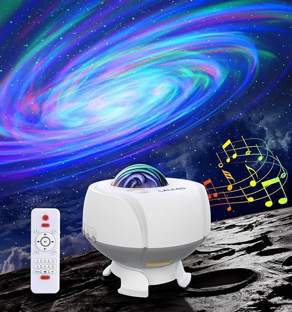 Laliled Galaxy Projector, Star Projector Night Lights for Kids, Galaxy Lamp with Nebula, Bluetooth Speaker, Remote Control, Star Lights for Bedroom, Ceiling, Kids, Disco, Home Decor, White