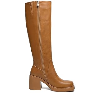 Amazon.com | HEIFIN Platform Knee High Boots Women Brown