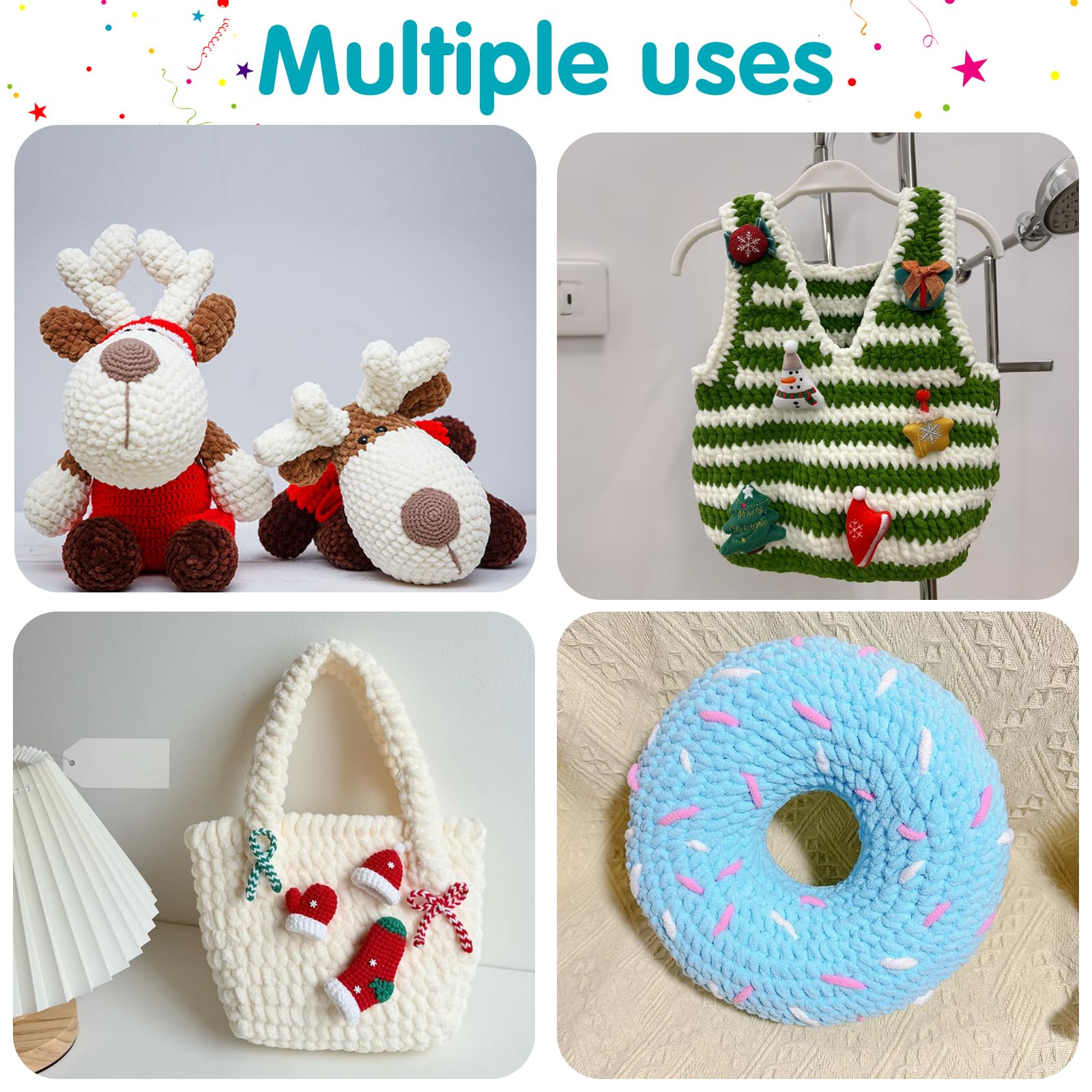 Filato di ciniglia grossa per uncinetto, confezione da 6 da 100 g, #6 super voluminoso, in poliestere, per coperte per bambini e coperte amigurumi all'uncinetto (6, rosso giuggiola)