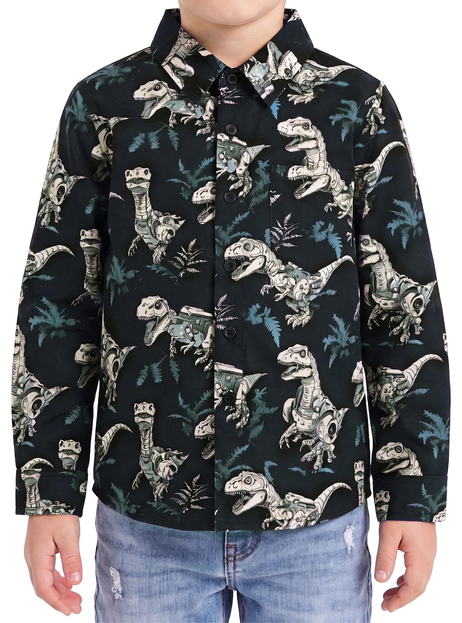 Boys Hawaiian Button Down Shirt, Pure Combed Cotton Short Sleeve Size 3-15Y