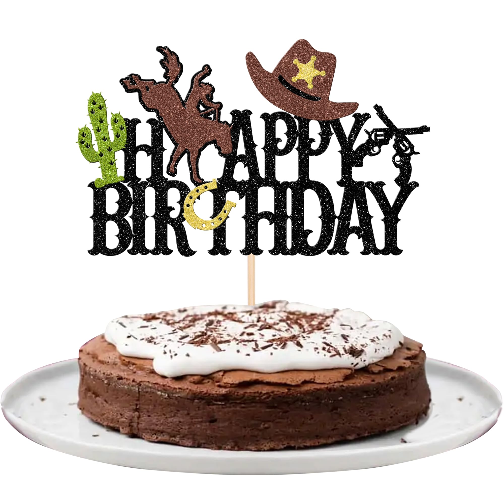 Tortenaufleger Geburtstag Vintage Cowboy mit Hut und Revolvern main image 0