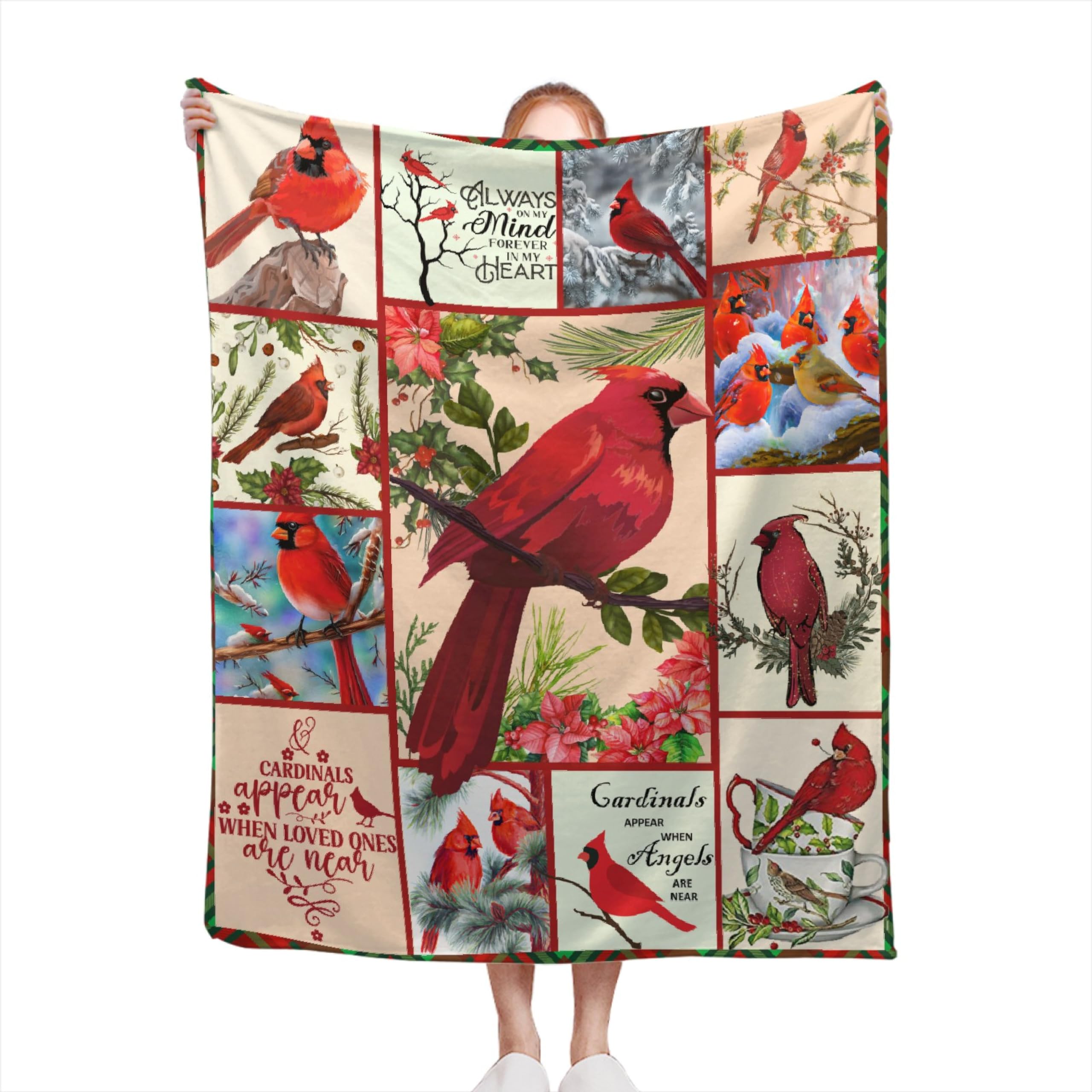 Cardinal Birds Blanket Funny Throw Fleece Soft Cozy Fuzzy Blankets for Gift Picnic Decor for Kids Girls Boys for Room Couch House Travel Full Size 30''×40''for Baby/Pets