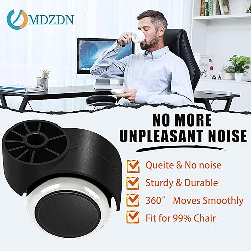 Miniatura 4 de Ruedas silenciosas sin tallo de 2 pulgadas, ruedas de repuesto para sillas de oficina, ruedas de muebles, accesorios de repuesto para sillas