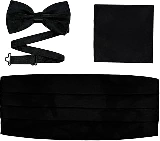 Men's Formal Cummerbund, Bow Tie, and Pocket Square Set