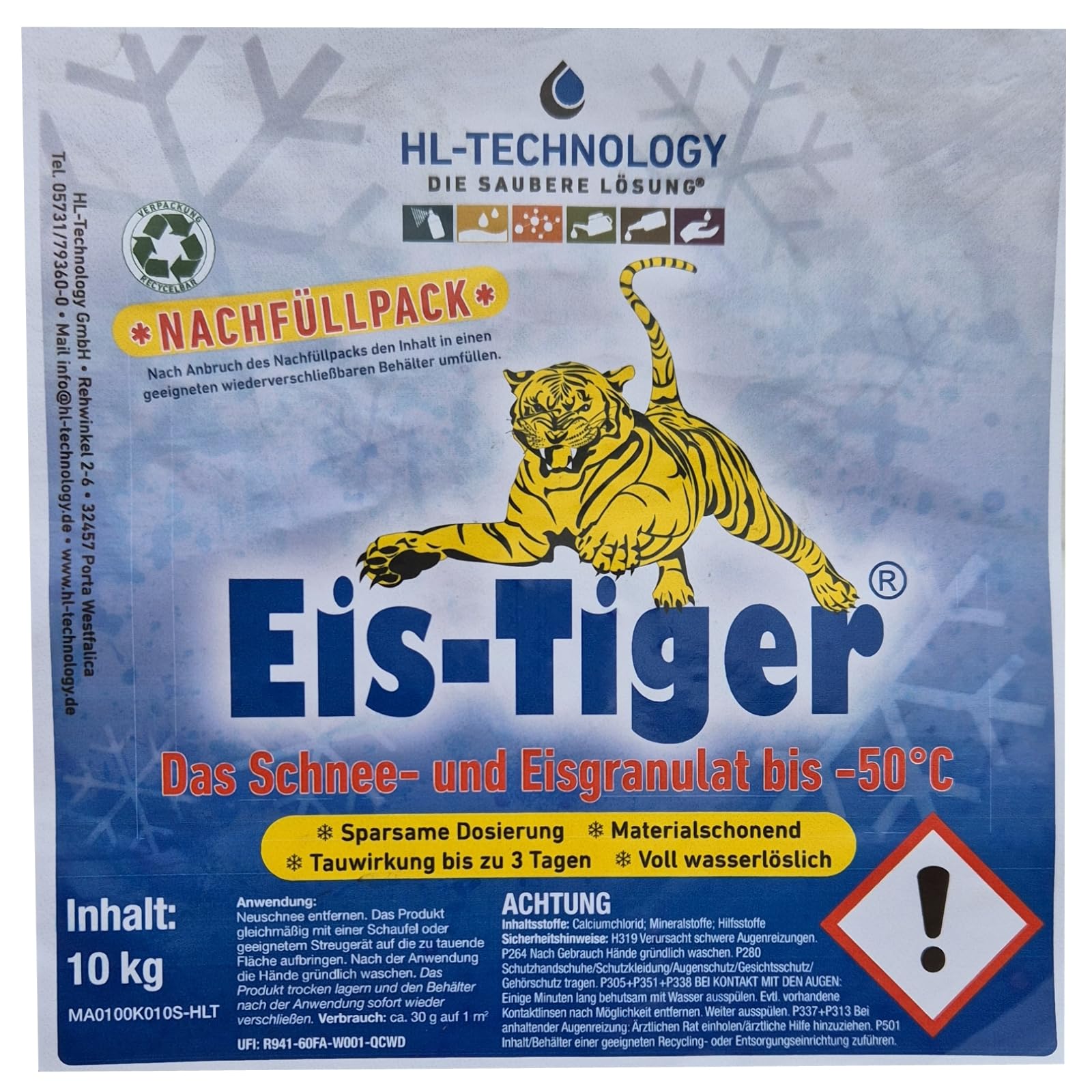 Spezial Auftaugranulat Beutel 10 kg für das Pfotenwohl von Hund und Katze Auftaumittel Luftentfeuchter Nachfüllpack