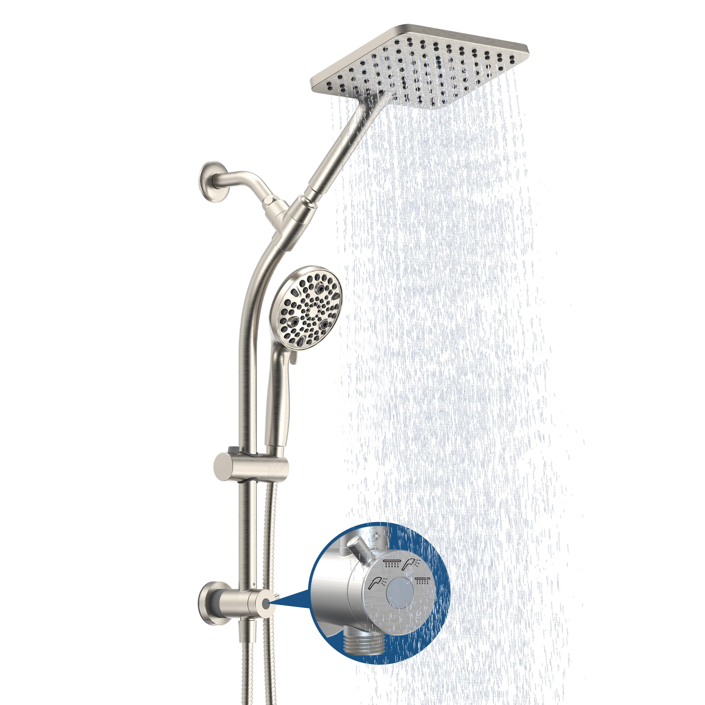 rain shower head with handheld high pressure rainfall shower heads with handheld spray combo,brushed nickel