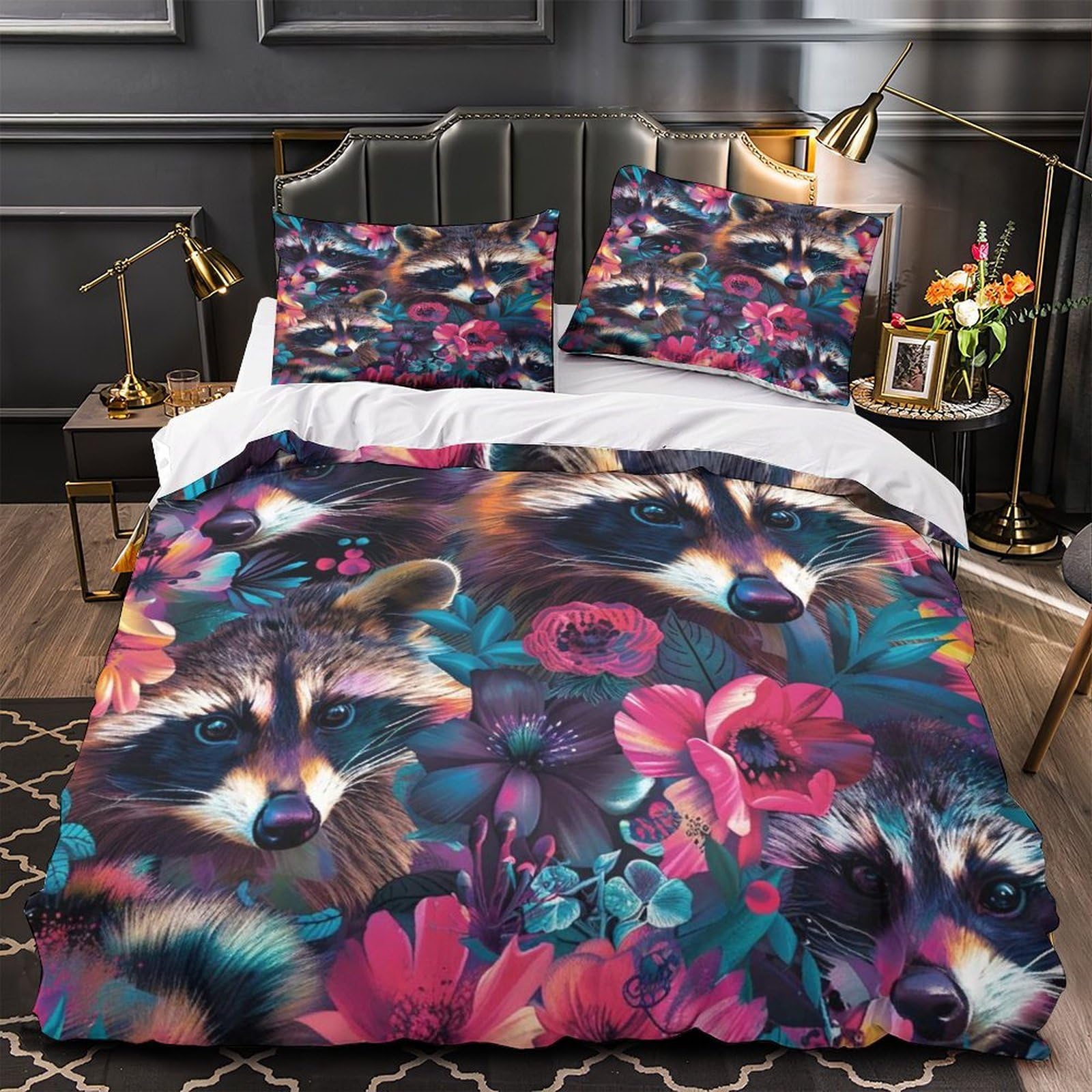 Housse de couette microfibre 220x240 parure de lit mandala violette hypoallergénique King 3D