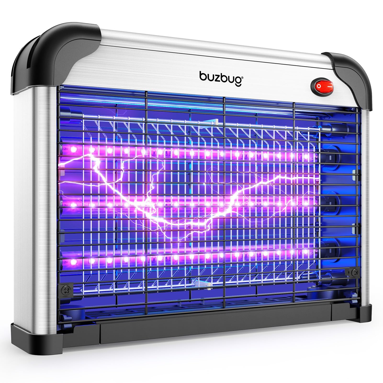 Buzbug Insetticida a LED, 3800 V, forte trappola per zanzare e mosche, 3 lampade, sostenibile con basso consumo energetico, lampada per zanzare, repellente per zanzare, cattura insetti (nero)