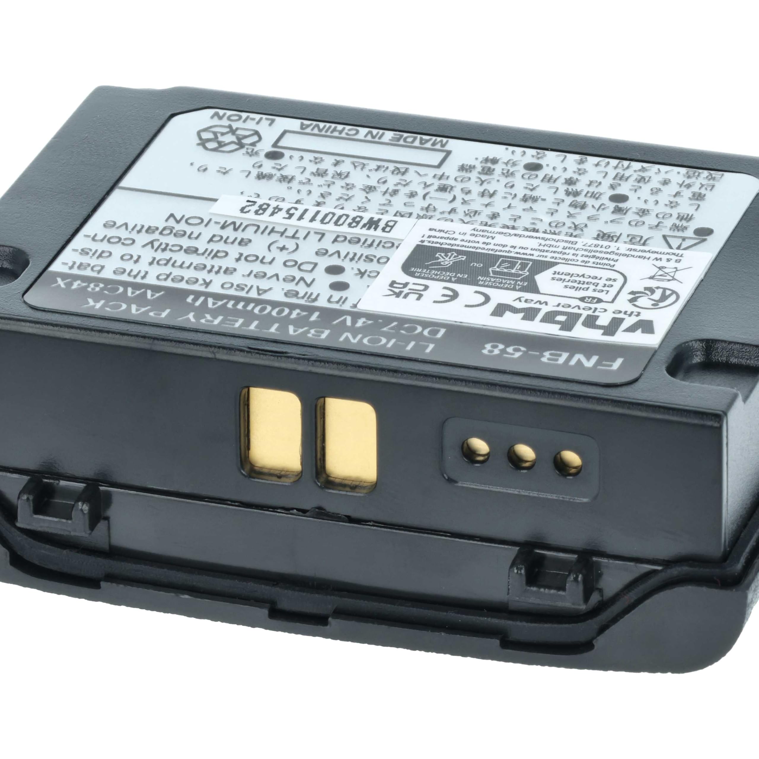 vhbw akumulator litowo-jonowy 1400 mAh (7,4 V) pasuje do radiotelefonu, Walkie Talkie Vertex/Yaesu VX-5E, VX-5R, VX-5RS, VX-6, VX-6R, VX-7E, VX-7R, VX-7RB
