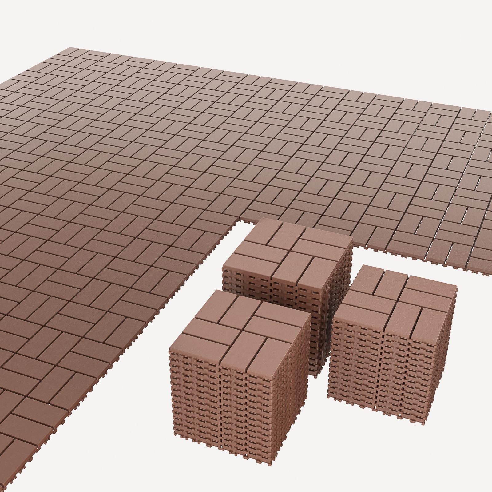 – Interlocking Deck Tiles | Plastic Outdoor Flooring for Patio, Garden & Balcony | Waterproof & All-Weather | Anti-Slip Surface (Brown SFK-44 Pcs (44 Sq Ft))