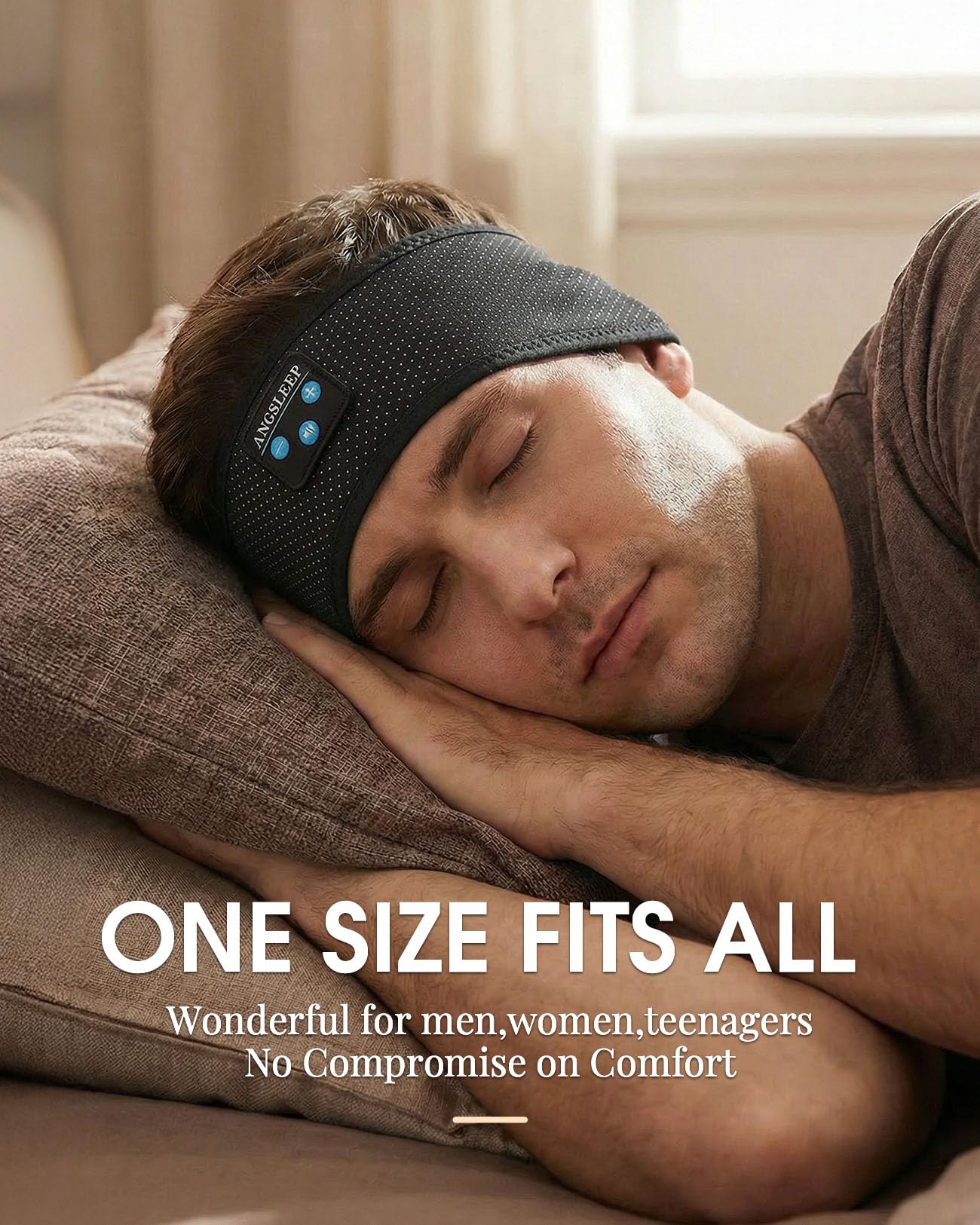 Casque de sommeil Bluetooth 5.4 sans fil avec haut-parleurs stéréo ultra fins pour les personnes dormant sur le côté, résistant à la transpiration et doux, bandeau de sport pour la course à