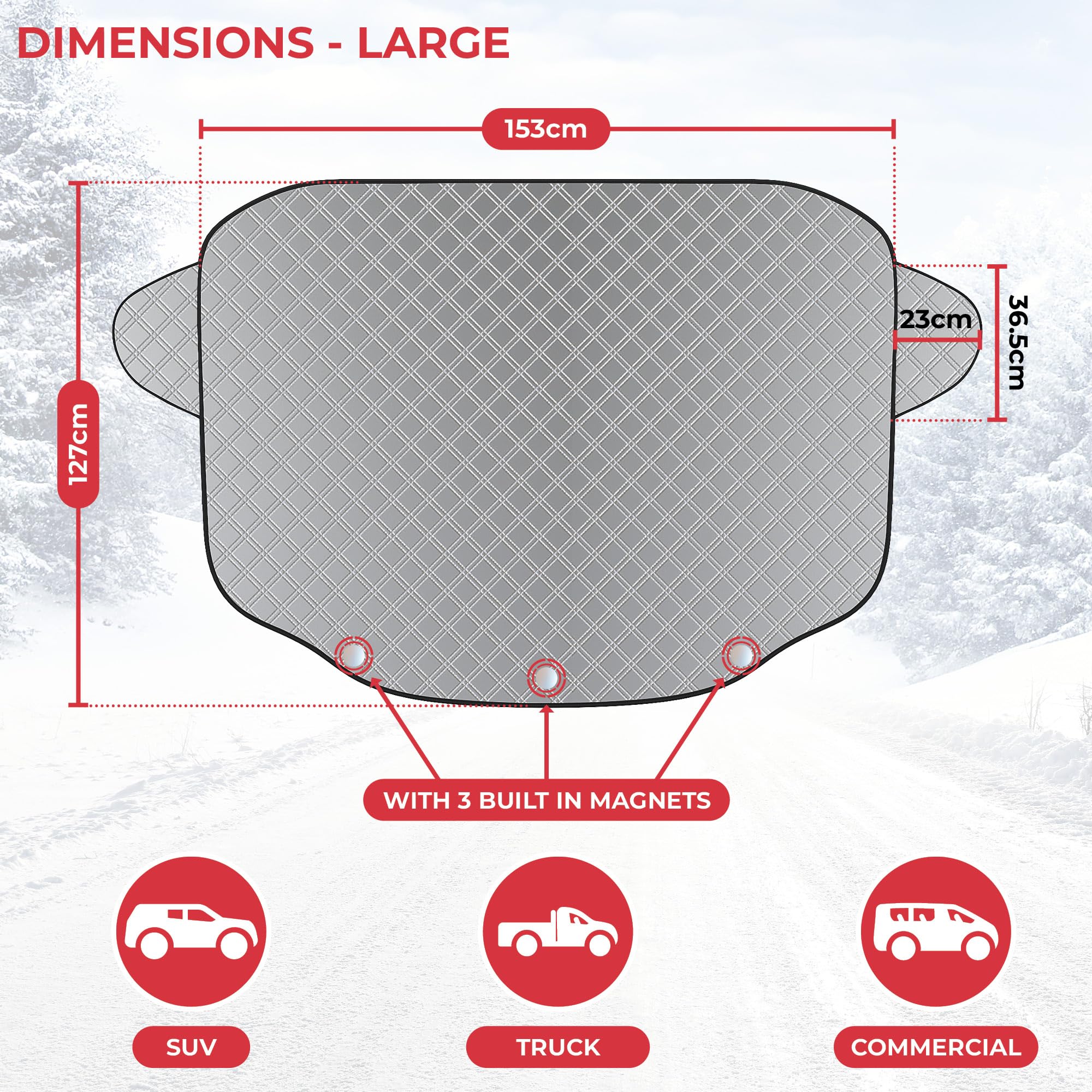 GADLANE Copertura magnetica per parabrezza auto inverno extra spessa protezione gelo ghiaccio neve sole