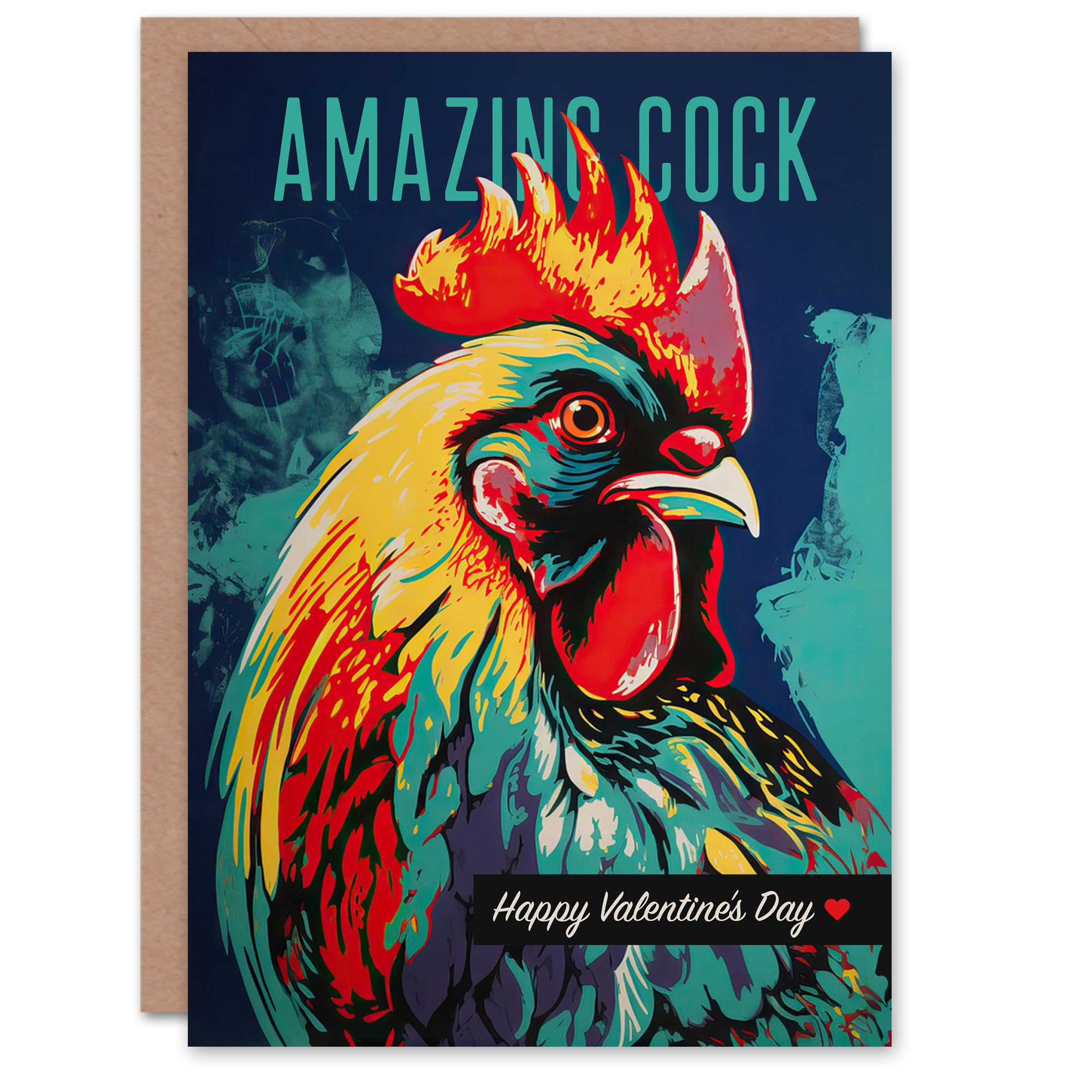 Artery8 Valentines Day Greeting Card Funny Humour Amazing Cock Rooster For Him Husband Partner