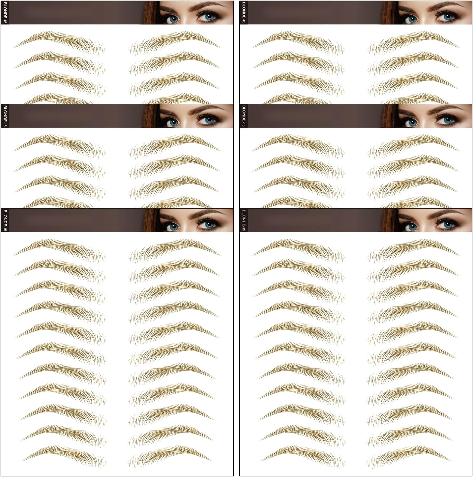 Aresvns Blonde Eyebrows Tattoo Sticker 66 Pairs, 4D Lifelike Imitation Blonde Tattoo Eyebrows for Women, Waterproof and Long-Lasting 3-4 days