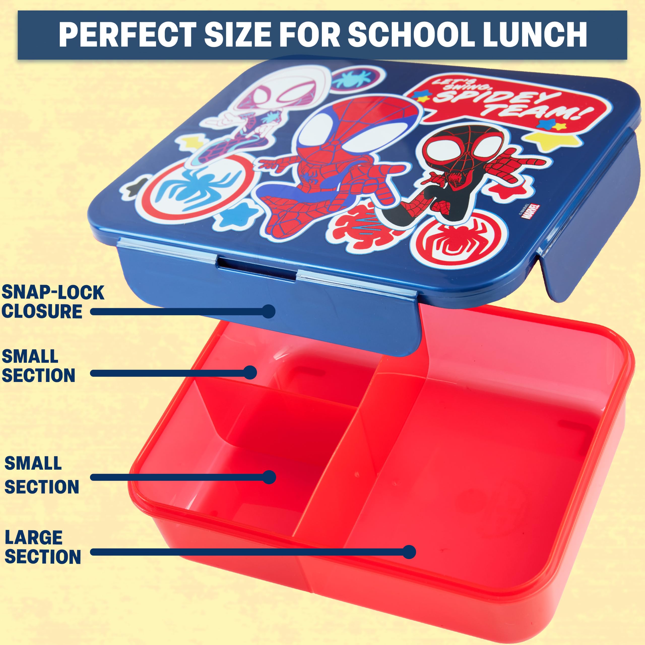 Get Trend Spidey et Ses Amis Boite a Gouter Enfant Garcon et Gourde Air Up Set, Bento Lunch Box avec Compartiments et San BPA Gourde avec Paille, Lave Vaisselle et Micro-ondes Sûre (Multi Spidey)