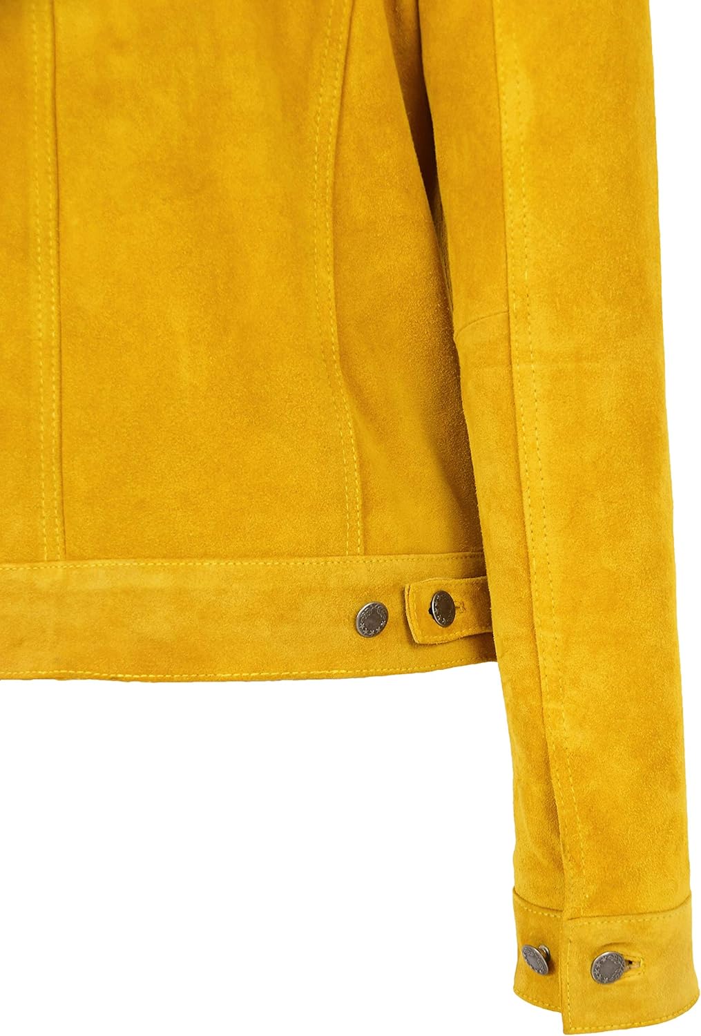 Womens Yellow Suede Trucker Jacket American Western Denim Biker Style Marisa