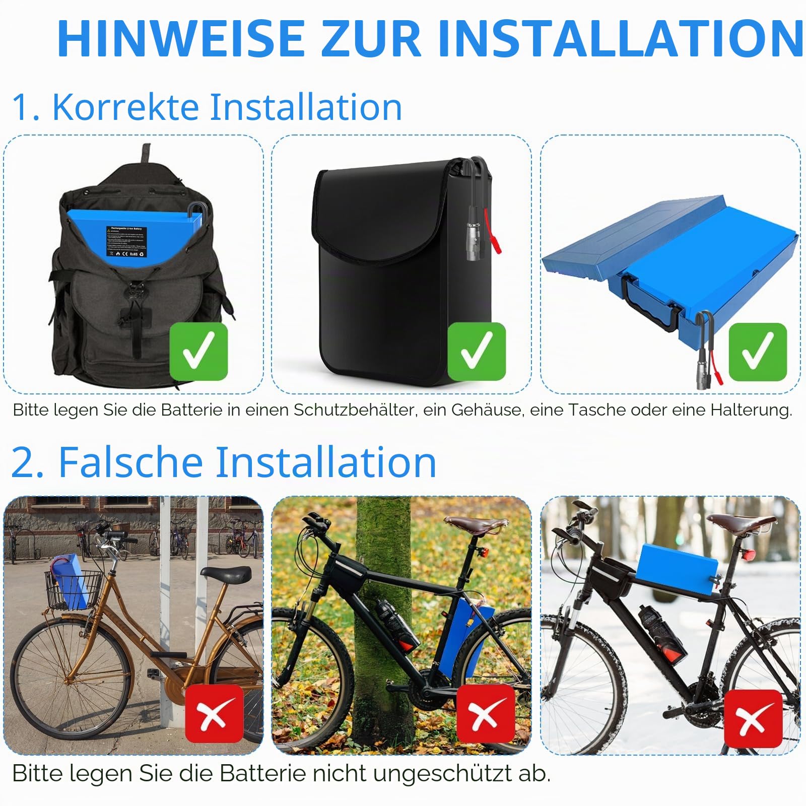 Yasco 48V 20Ah Elektro Fahrrad Akku Lithium Batterie mit Ladegerät, 50A BMS Schutz PVC Battery für Elektro-Roller Scooter