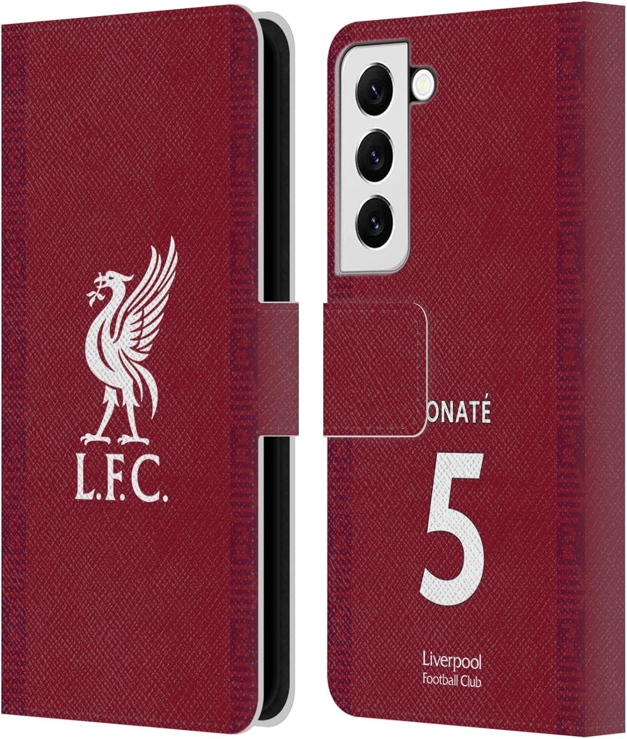 Head Case Designs Officially Licensed Liverpool Football Club Ibrahima Konaté 2022/23 Players Home Kit Leather Wallet Case Compatible with Samsung Galaxy S22 5G
