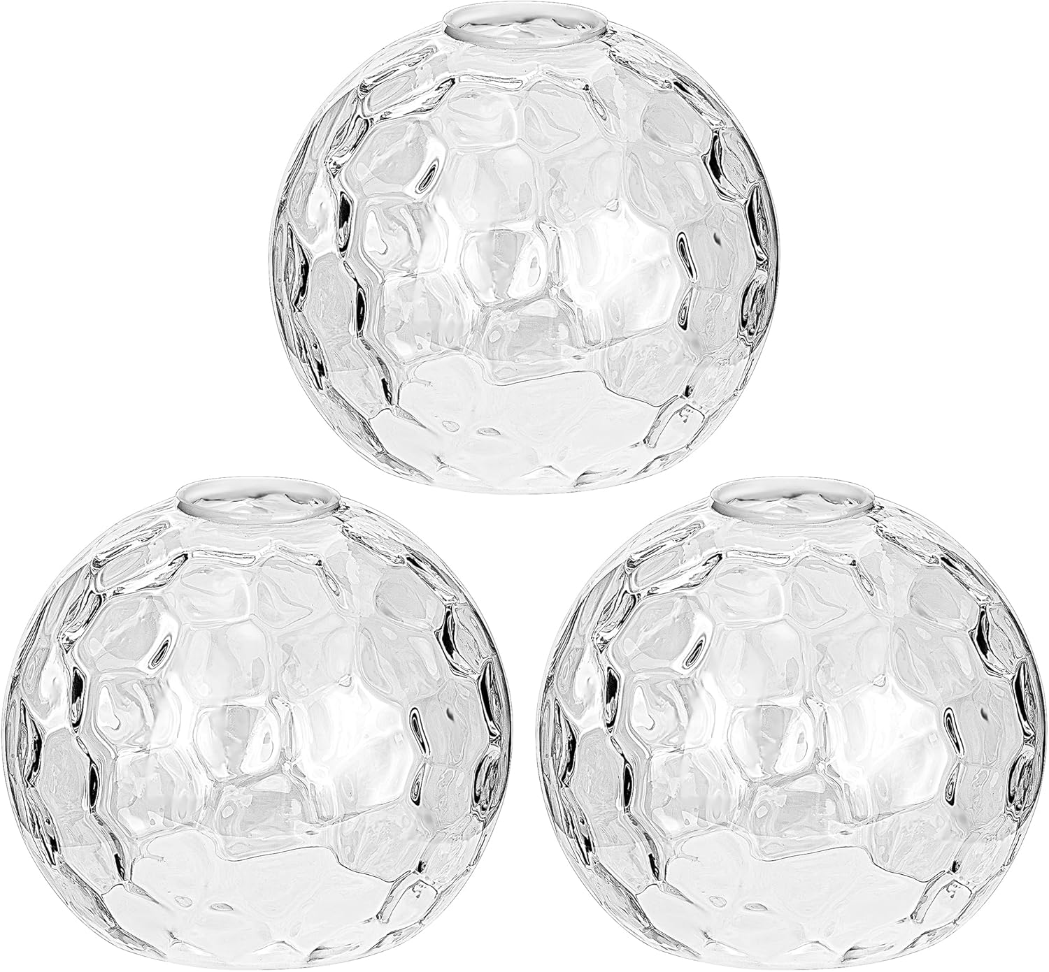 3 Pack Clear Hammered Globe Glass Shade, Glass Shades Replacements Lampshades Covers for light Fixtures with Chandelier Vanity Wall Sconces Pendants