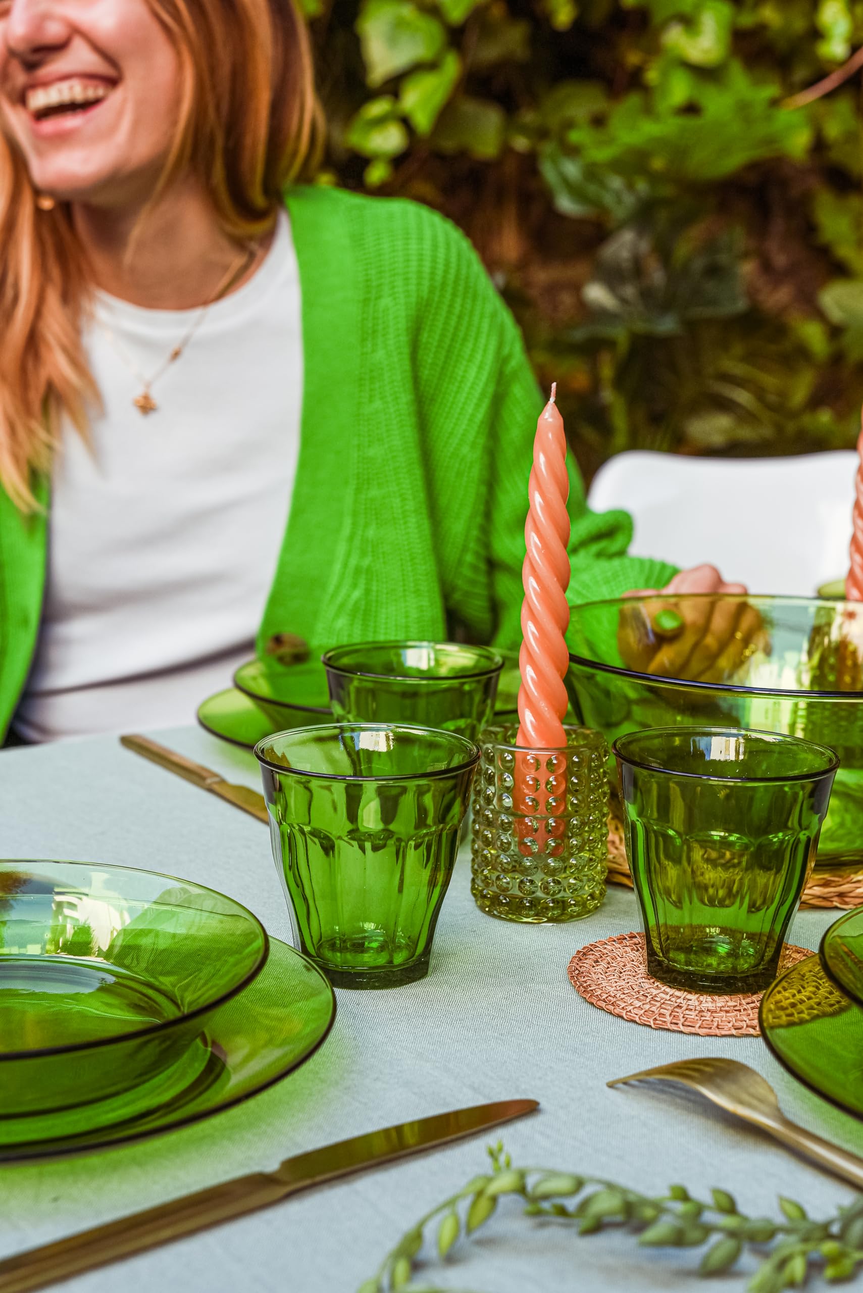Duralex Set 6 Gläser gehärtetes Glas 25cl stapelbar, robuste Küchengläser für Wasser Saft Limonade, täglicher Gebrauch, bunte Farben, spülmaschinenfest, Picardie-Kollektion
