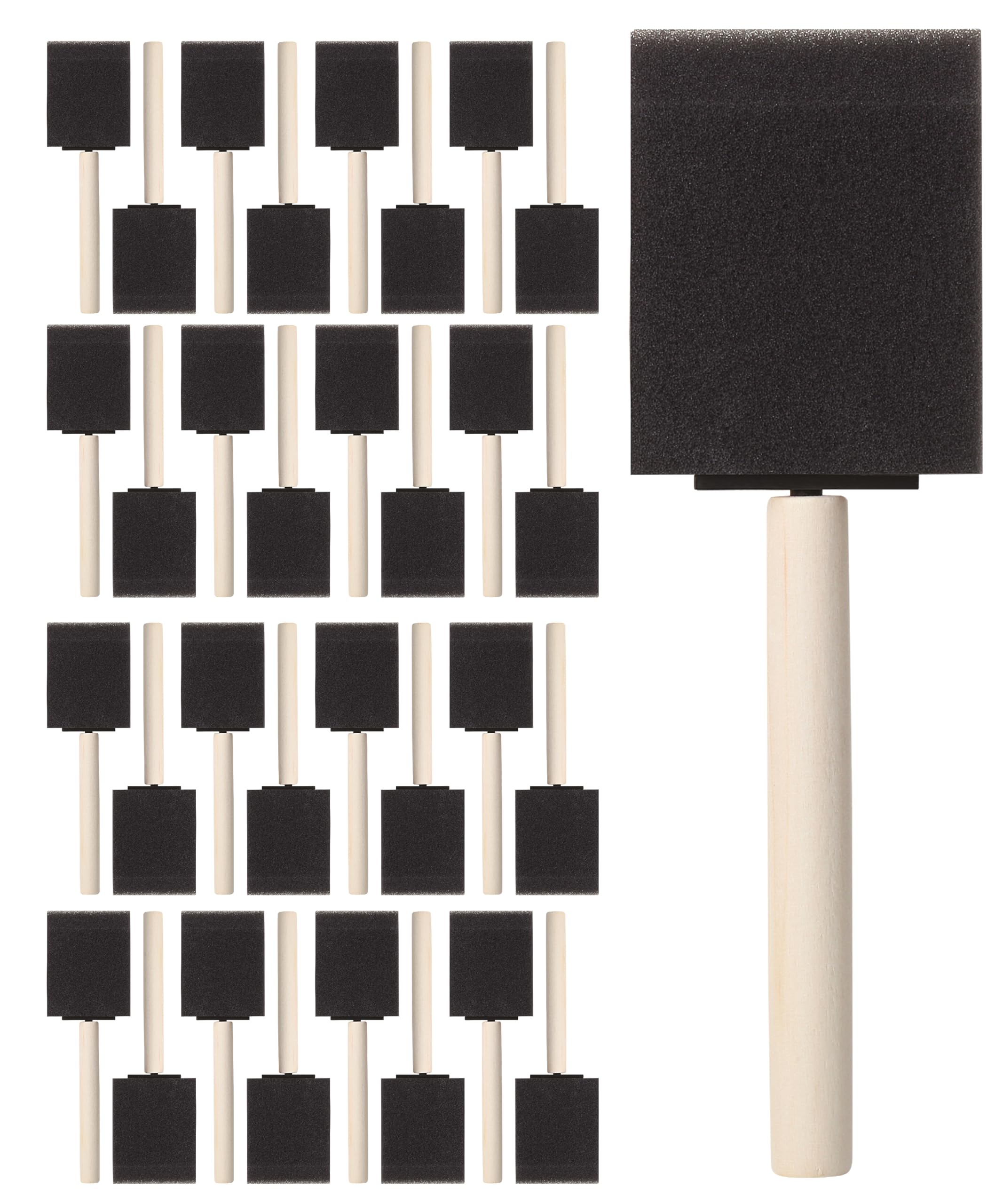 Bates 2-Inch Foam Paint Brushes, 32 Pack - Sponge Brushes for Painting, Staining, and Mod Podge