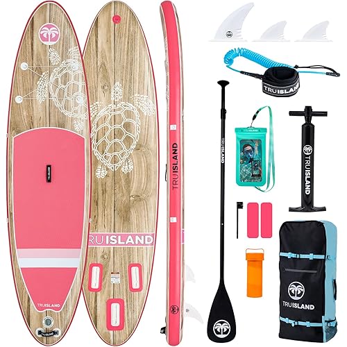 TRUISLAND Inflatable Paddle Board, Stand Up Paddle Board with Backpack, Non-Slip Thickened Deckpad, Waterproof Phone Case, Leash, Paddle, Hand Pump