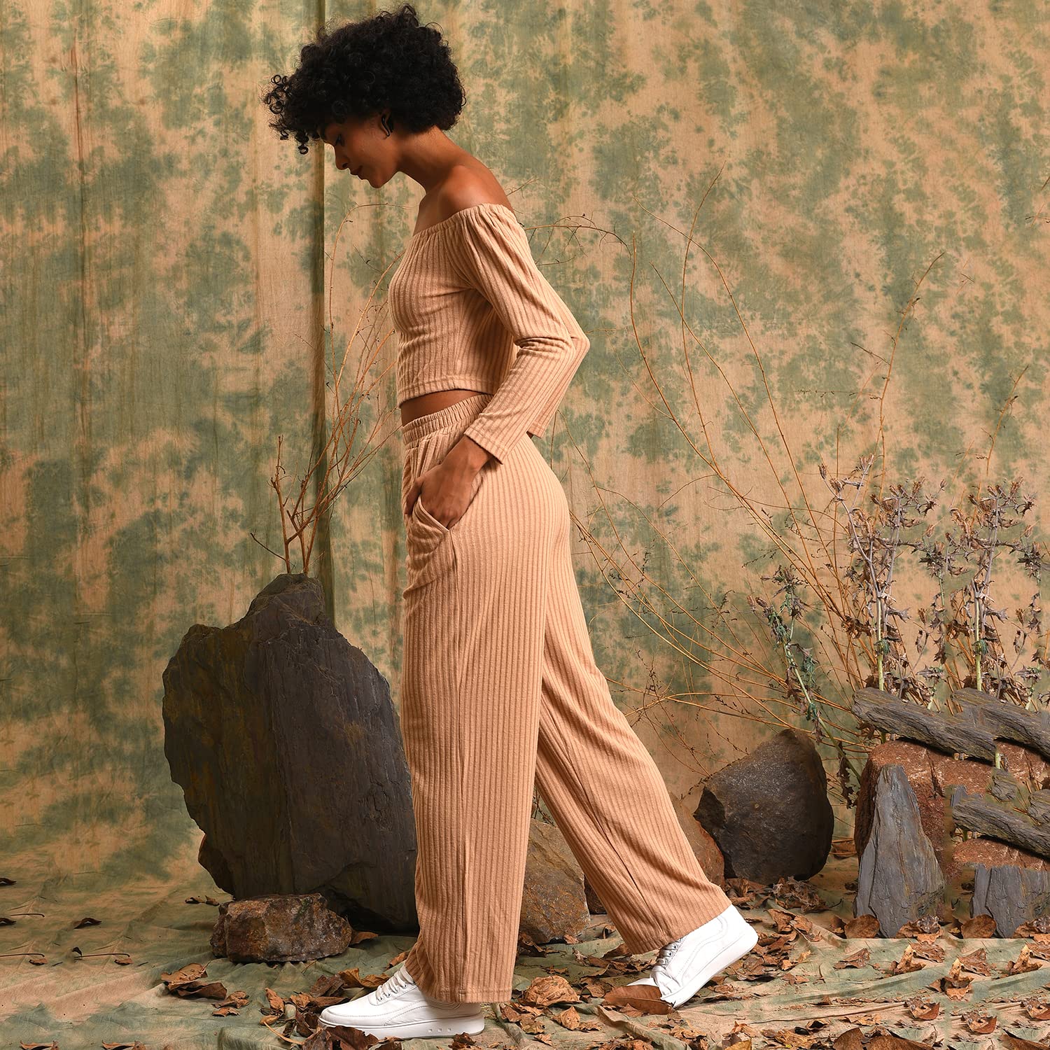 Campus Sutra Women Stylish 2 Piece Casual Co-Ord Set Brown