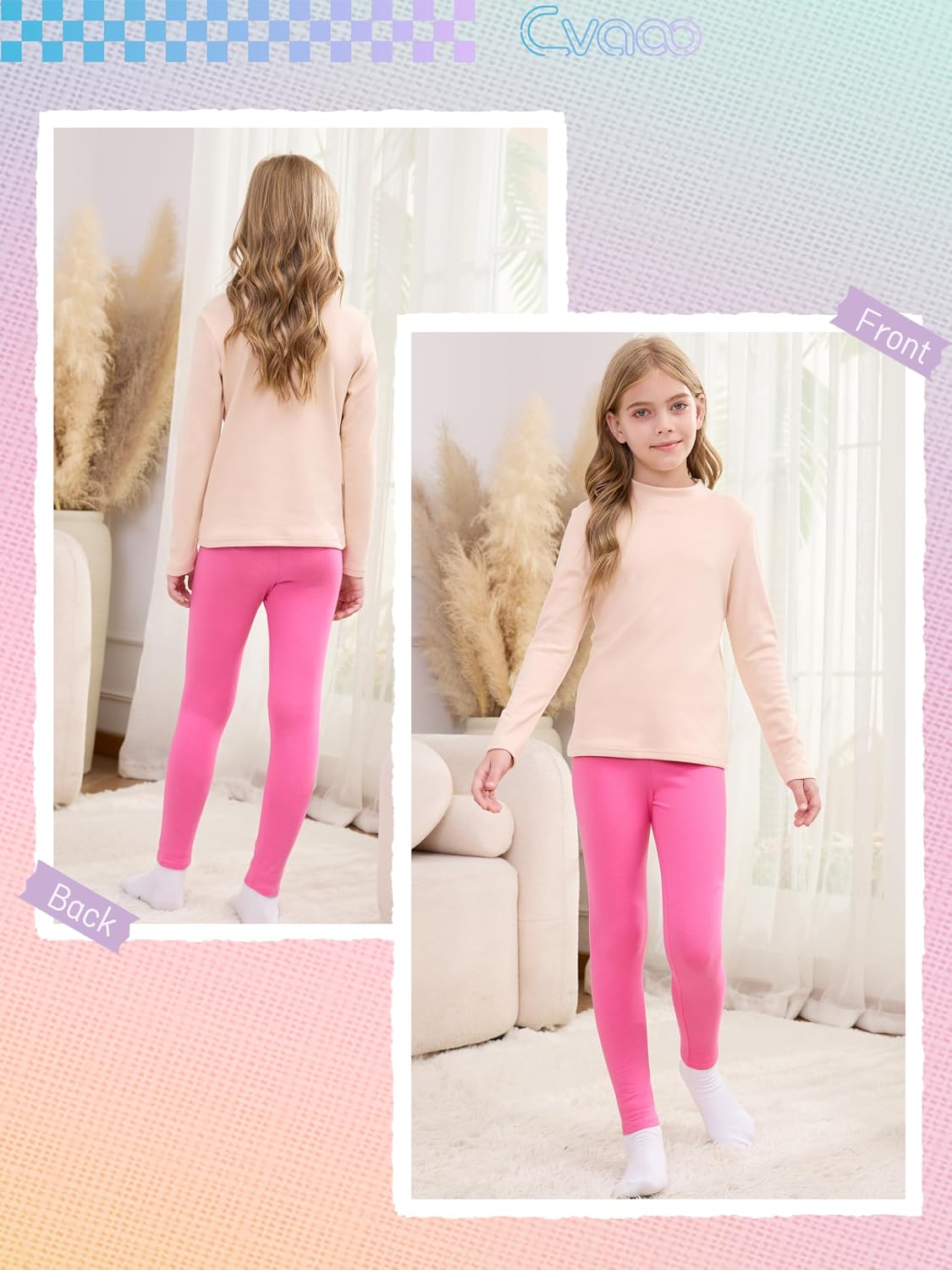 6 Pack Girls Leggings Cotton Tights for Toddler Kids Soft Yoga Pants