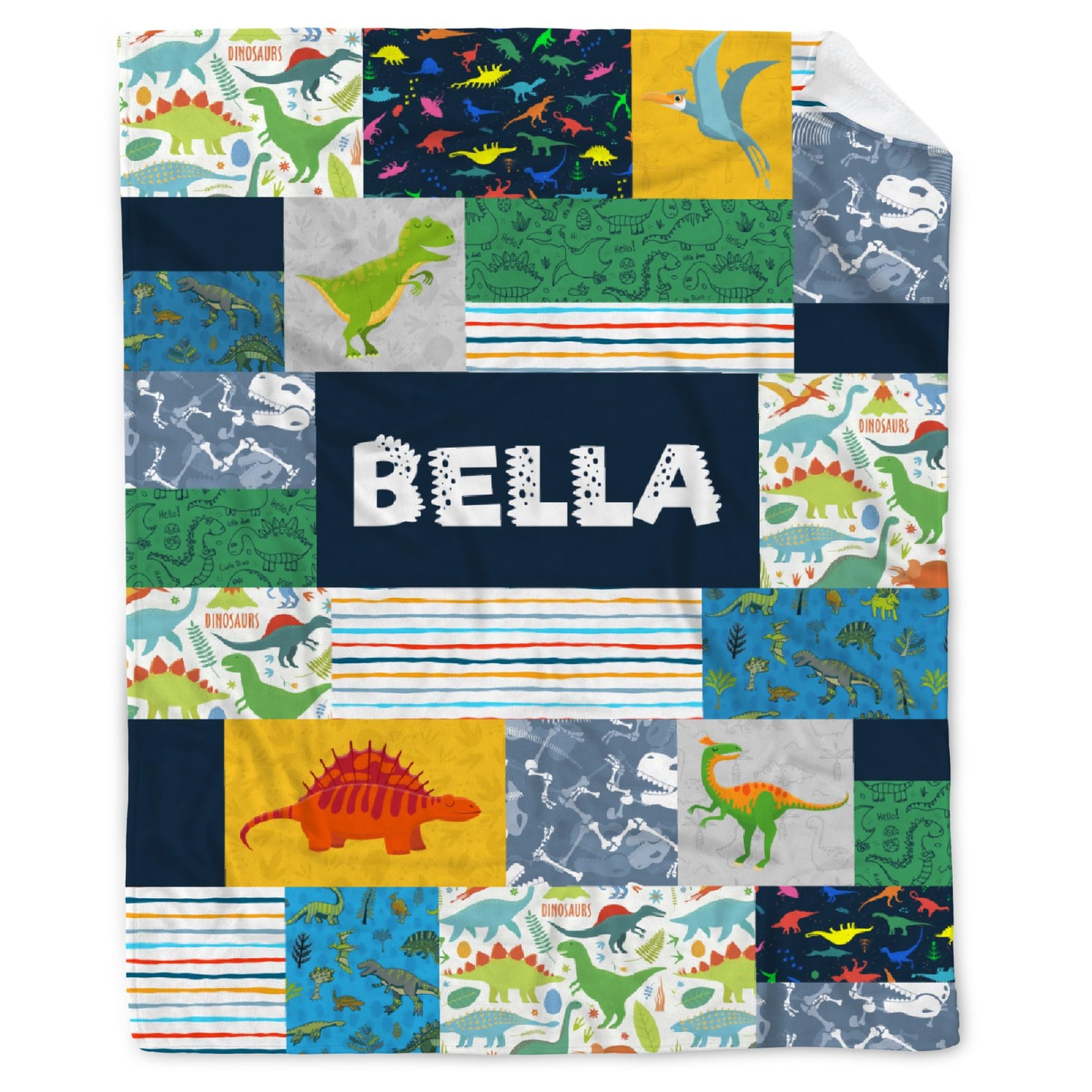 Personalized Dinosaurs Blanket Gift for Boy Girl,Custom Dinosaur Blanket
