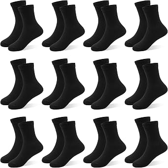 12 Pairs Boys Crew Socks, Unisex Kids School Socks Ages 1-14