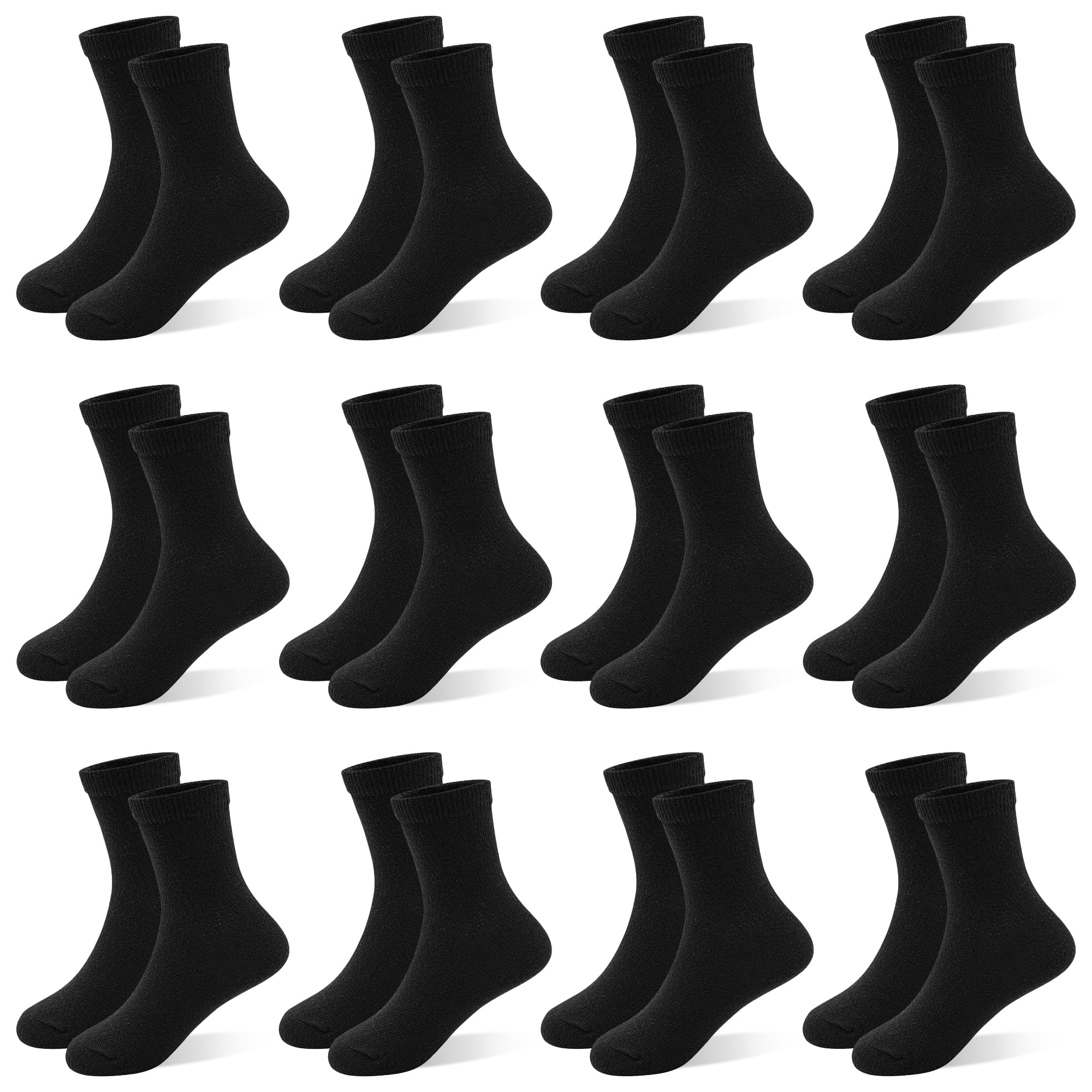 12 Pairs Boys Crew Socks, Unisex Kids School Socks Ages 1-14