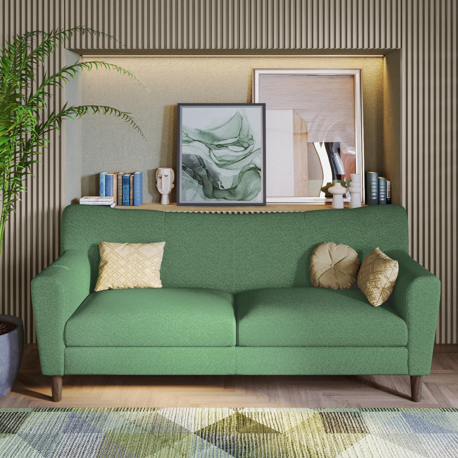 GODREJ INTERIO Sofa Bevelark 3 Seater Fabric Sofa for Living Room, 3 Year Warranty, Pinewood, Green-image-25