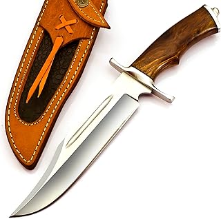 Poshland Handmade Damascus Steel Bowie Hunting Knife with Solid Perfect Grip Handle (Style 1) - Poshland