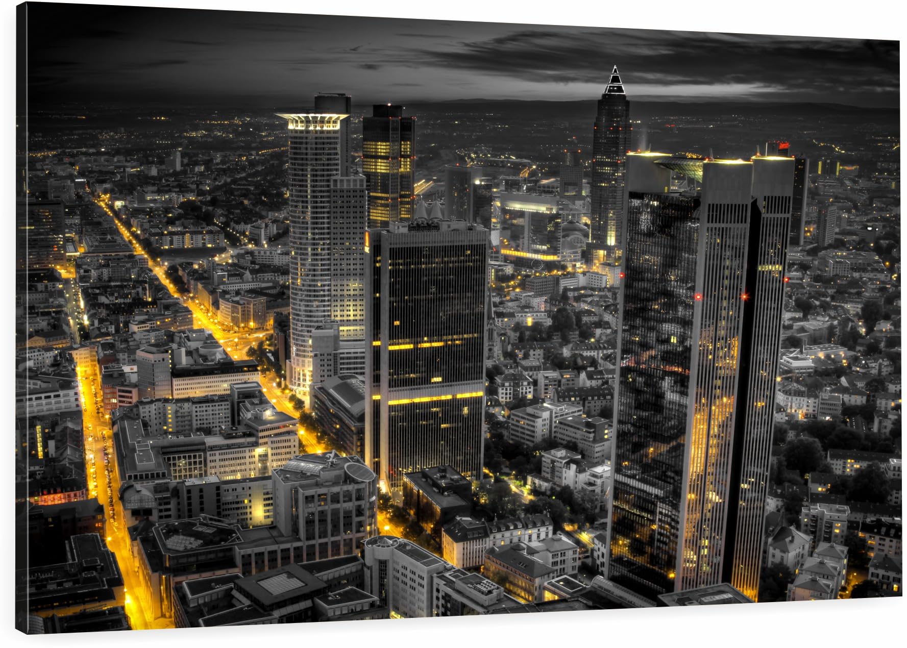 HUBDECO Leinwand Bilder Wohnzimmer - Bilder, Poster, Kunstdrucke - Leinwandbild - Bild auf Leinwand - Tolle Zimmerdekoration - Schlafzimmer Bilder - 120x80cm - Stadt bei Nacht
