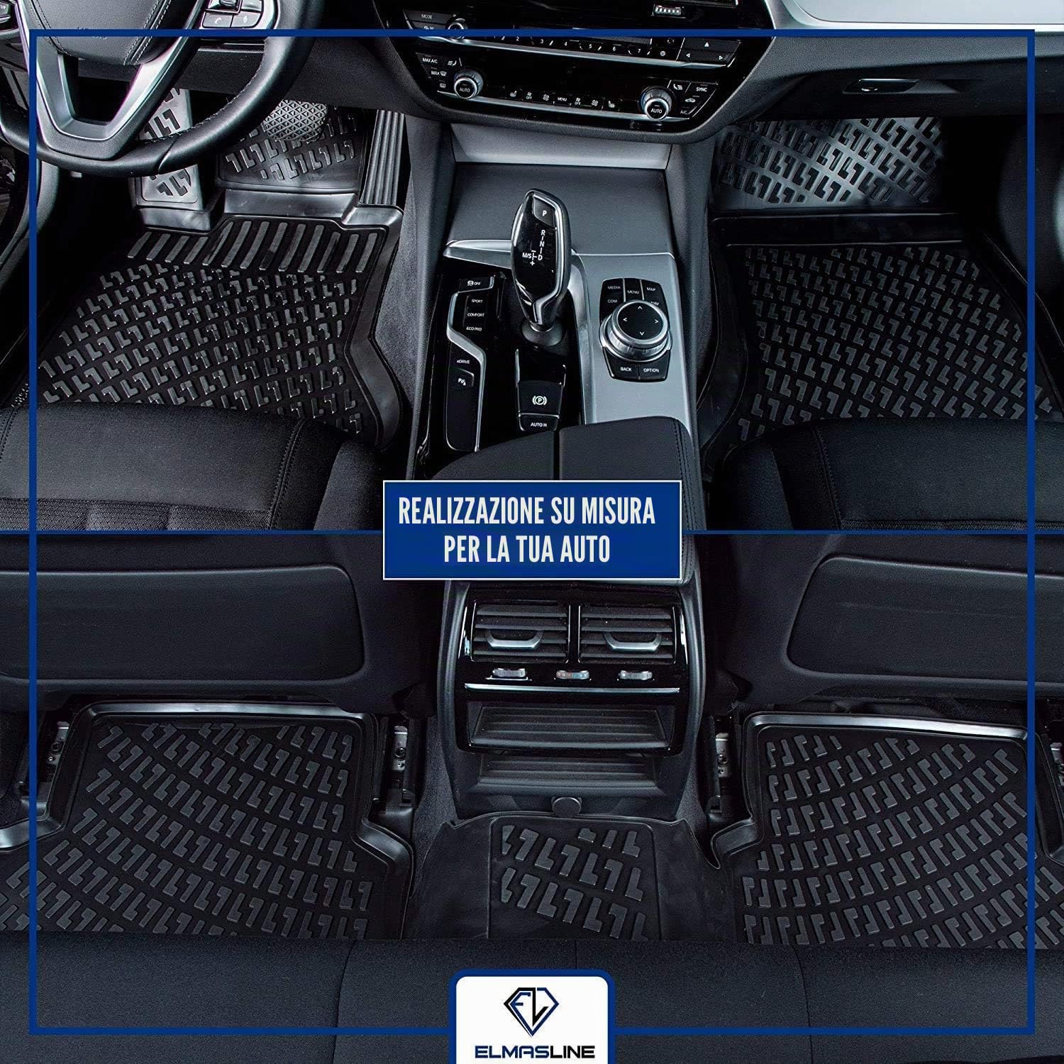 ELMASLINE 3D Tappetini Gomma per Peugeot 208 I, anni di produzione 2012-2019 | Bordo Extra Alto | Tappetini Auto