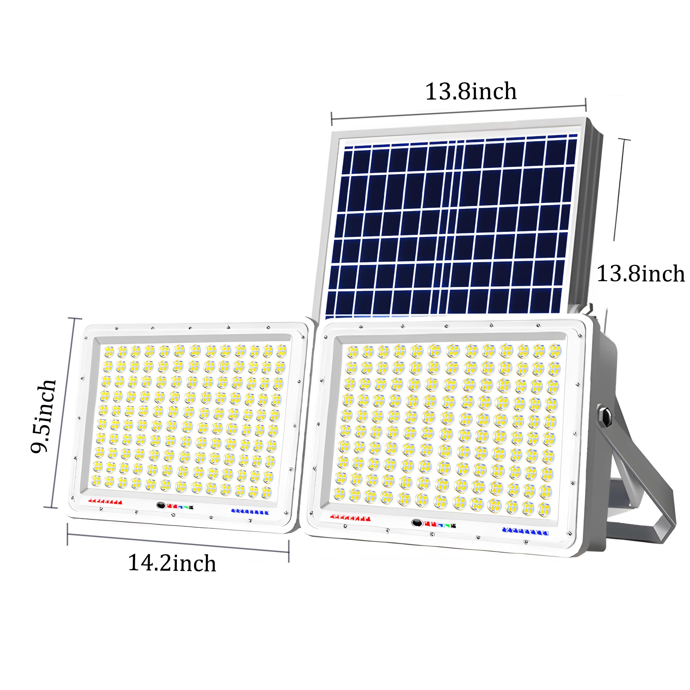 100W-500W One for Two 6000K Solar High Bright Flood Light Outdoor Remote, IP67 Waterproof Solar Power Auto On/Off, Wide Range, Dusk to Dawn Yard, Gazebo, Shed, Barn, Porch, Patio, Garage (300W)