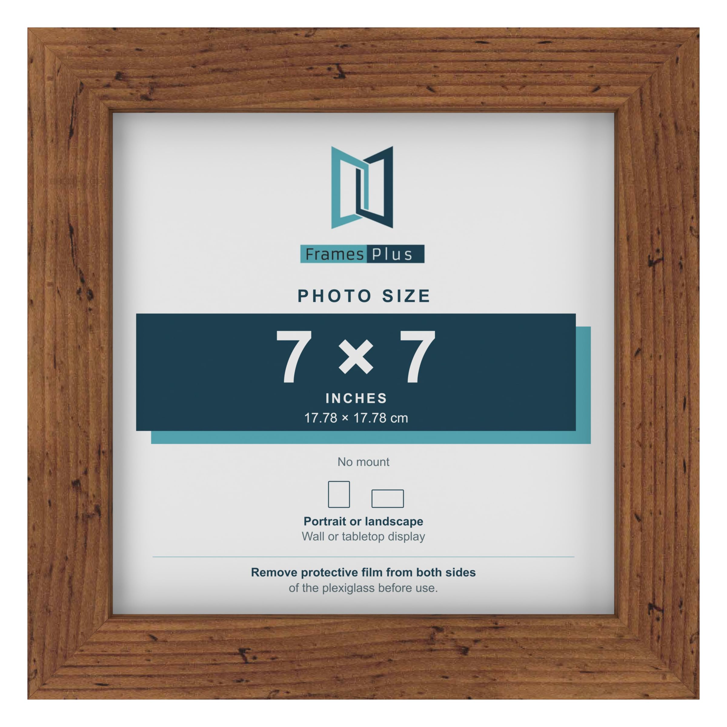 FramesPlus 7x7 Inch Deep Square Picture Frame, Rustic, 3cm Thick with Stand โ image 1
