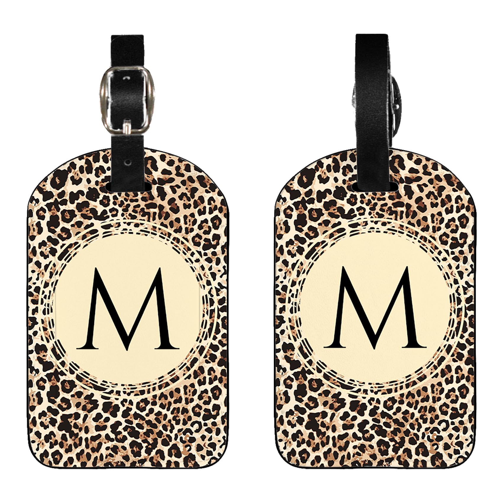 Individueller Gepäckanhänger mit Leopardenmuster und Monogramm, personalisierter Leder-Gepäckanhänger für Koffer, Privatsphäre, Tasche, Name, Reiseanhänger, ID-Etiketten für Damen und Herren