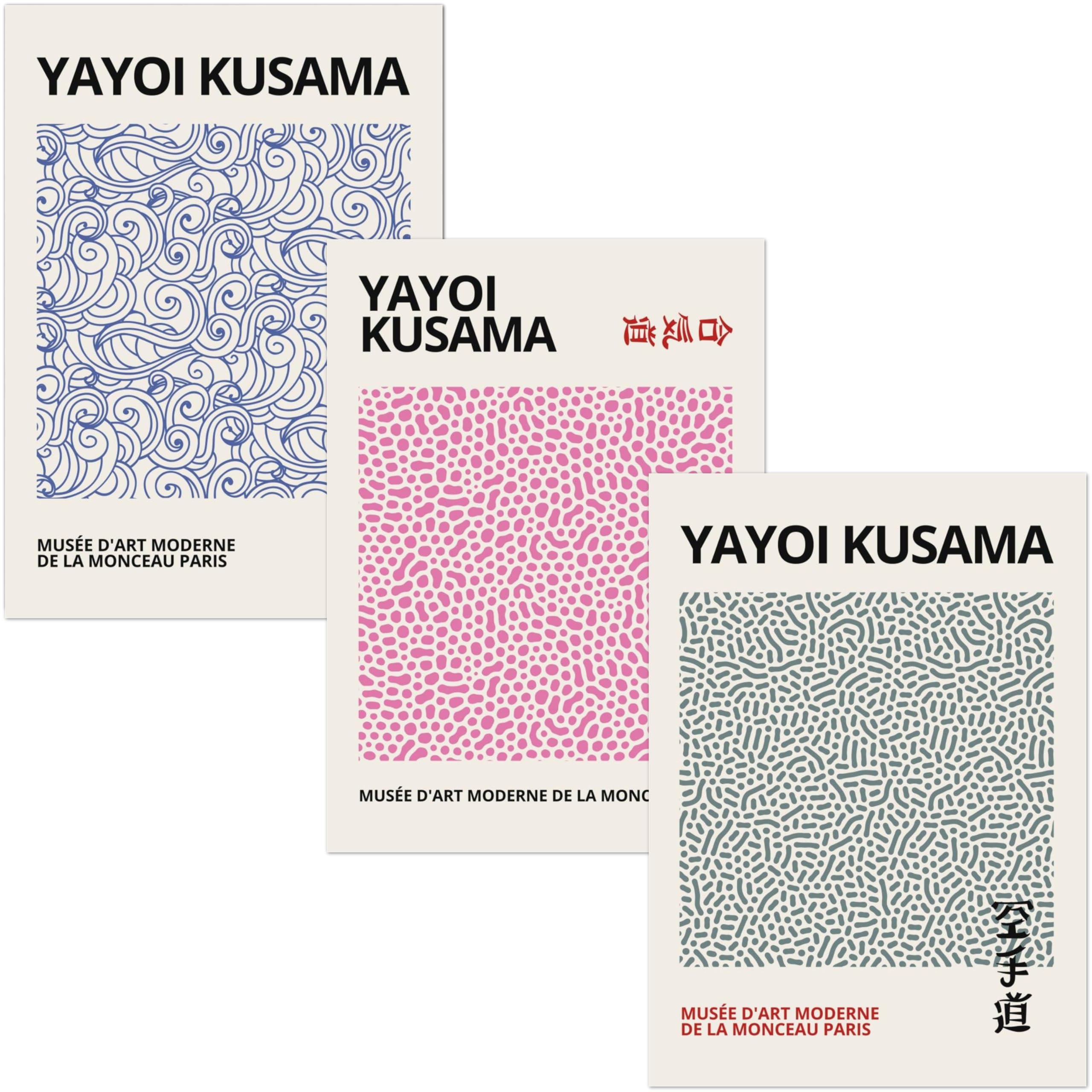ARTINSPIRIO Yayoi Kusama - Set di 3 poster (solo poster, 40 x 50 cm)
