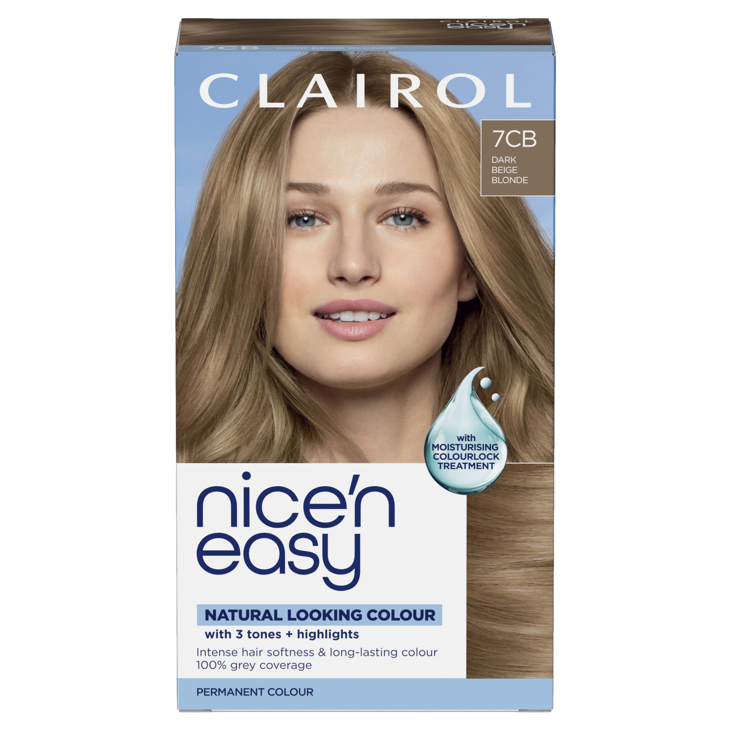 Nice'n Easy Crème, Natural Looking Oil Infused Permanent Hair Dye, 7CB Cool Beige Blonde, New Name Same Shade