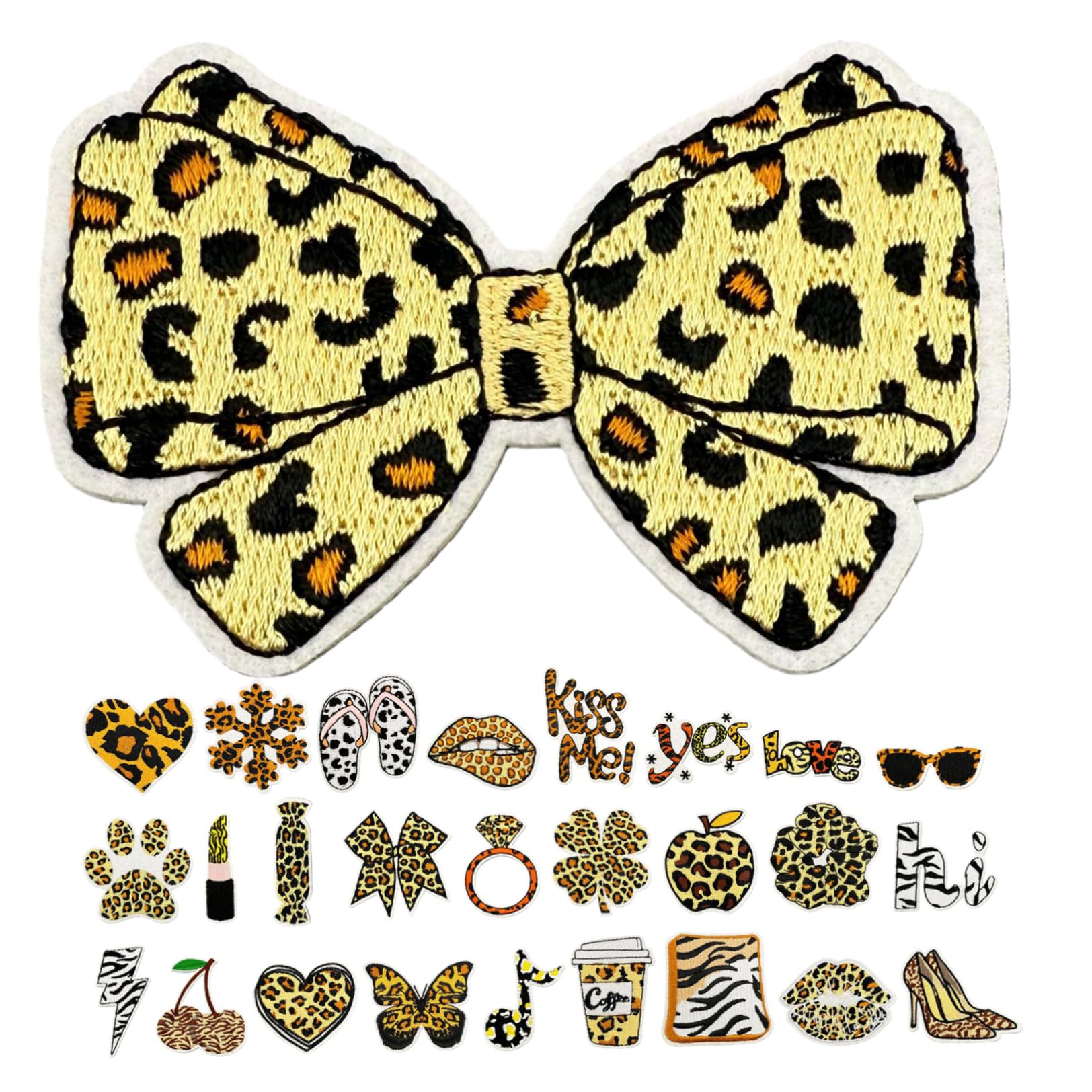 28 Parches Termoadhesivos Estampado de Leopardo, Apliques Bordados de Tela, 28 Piezas para Ropa, Chaquetas, Mochilas y Reparación, Accesorios Decorativos para Disfraces