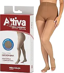 Meia de Compressão Feminina Meia Calça Média Compressão 18-21Sem Ponteiras Natural ATTIVA