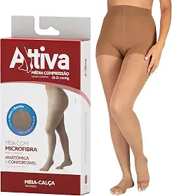 Meia de Compressão Feminina Meia Calça Média Compressão 18-21Sem Ponteiras Natural ATTIVA