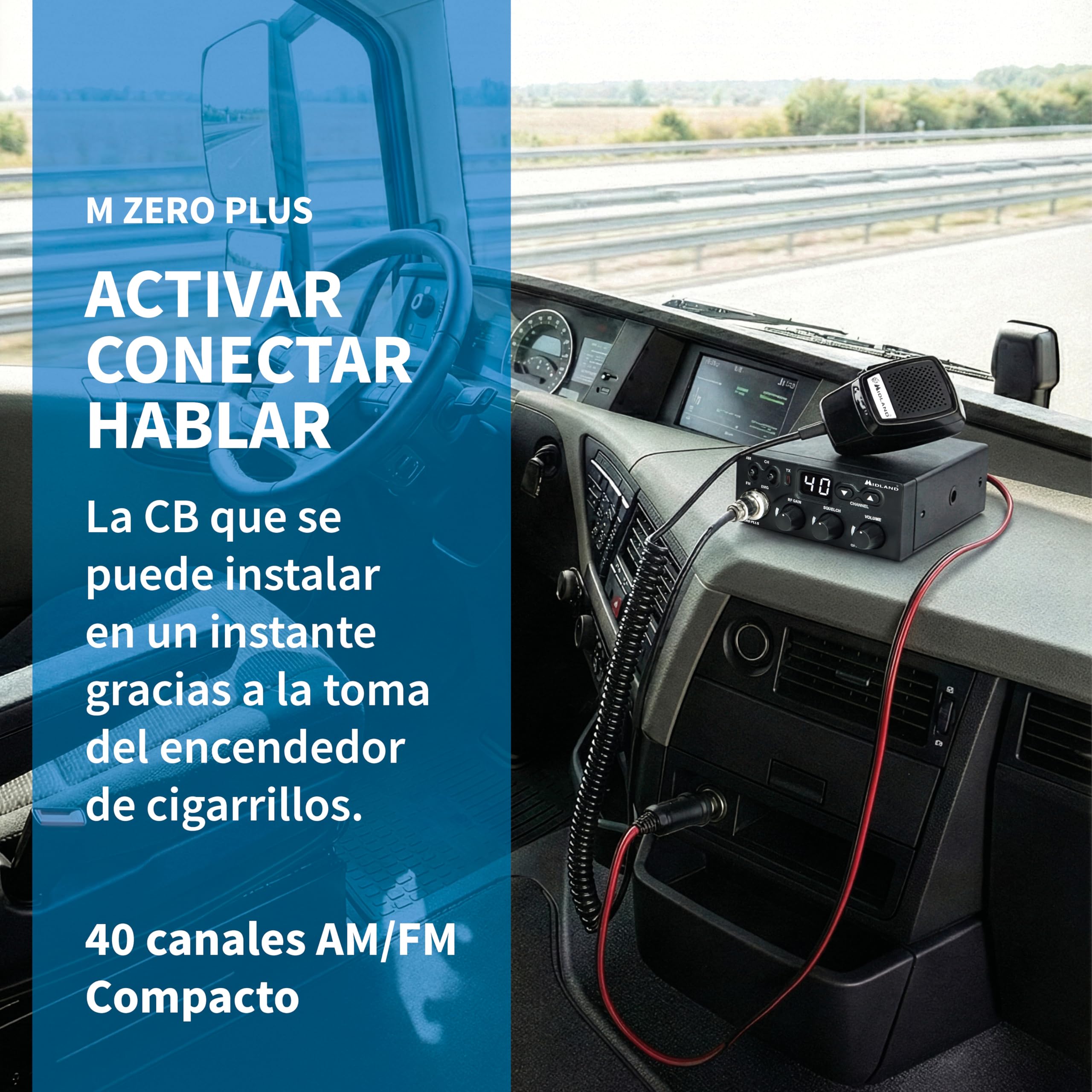 Midland M Zero Plus - Radio CB de 40 Canales (Am/FM) Color Negro