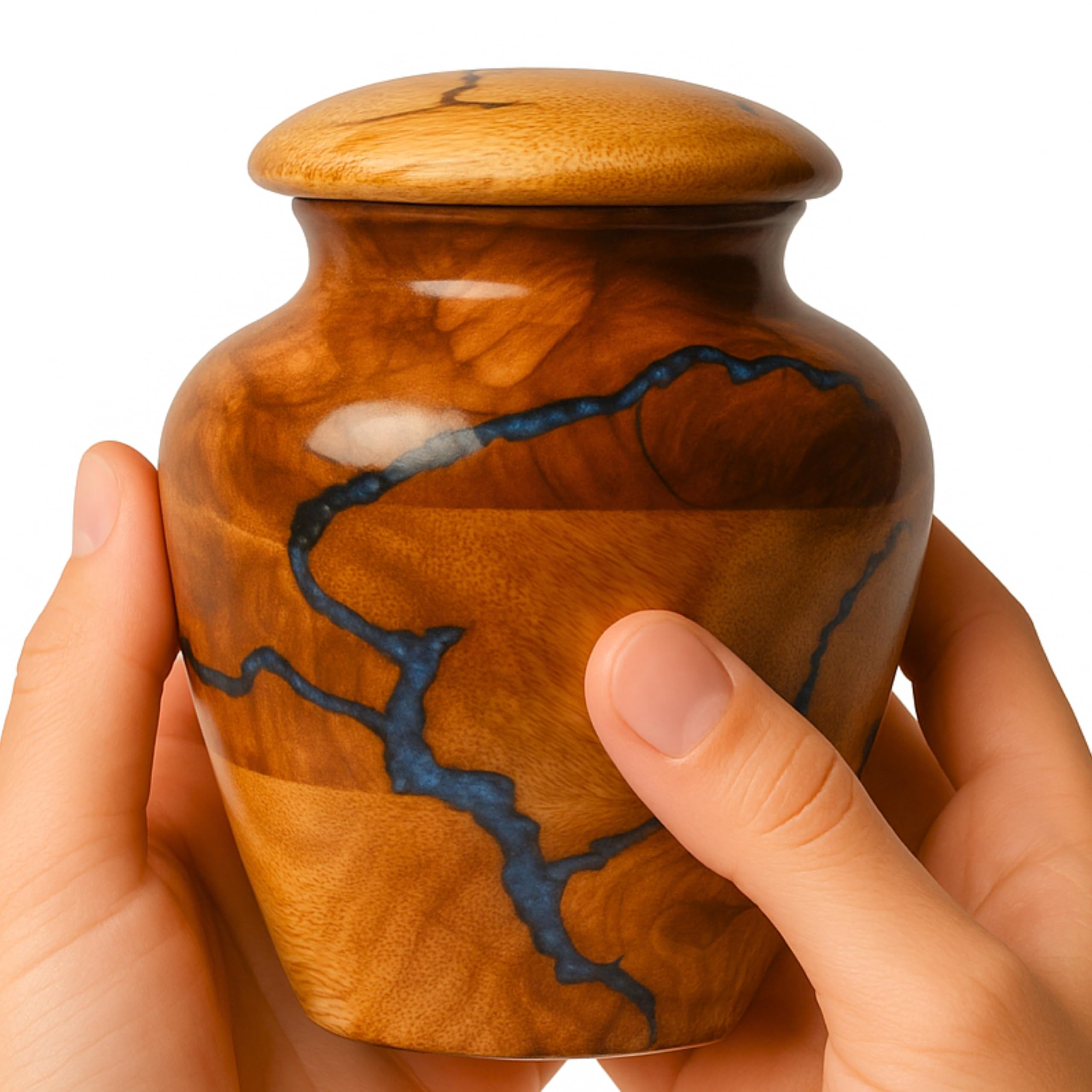 Photo 1 of Small Keepsake Urn for Human Ashes – Handmade Wooden Mini Urn (20 Cu in) for Sharing Ashes – Decorative Memorial Urn for Men & Women