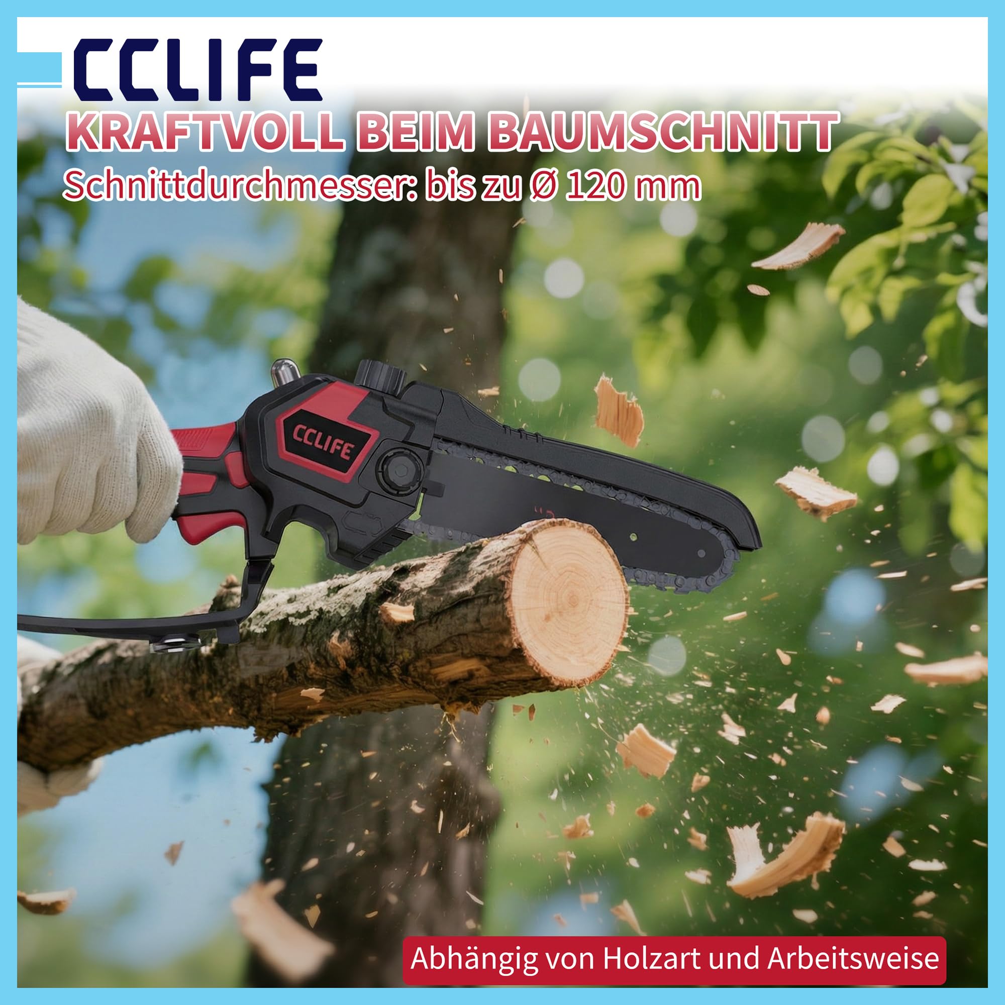 CCLIFE Mini piła łańcuchowa 2 w 1, z drążkiem teleskopowym 2 m, kompatybilna z Makita 18 V/20 V (bez akumulatora)