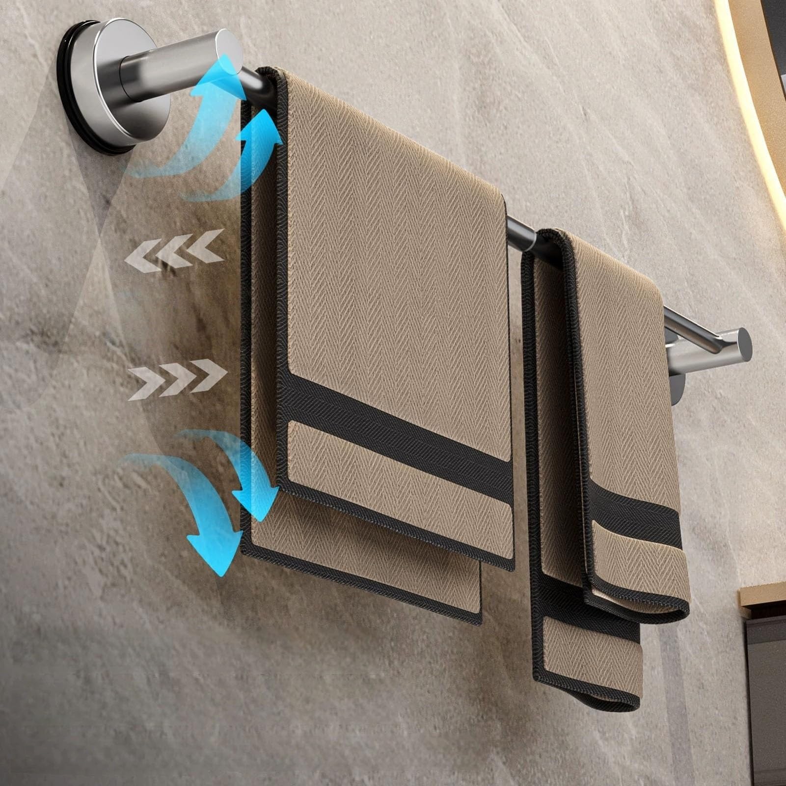 Toallero Telescópico Baño Barra Ajustable Acero | Inoxidable Colgar Toallas Organizar Ropa,Barra Pared para Baño Cocina(Negro)