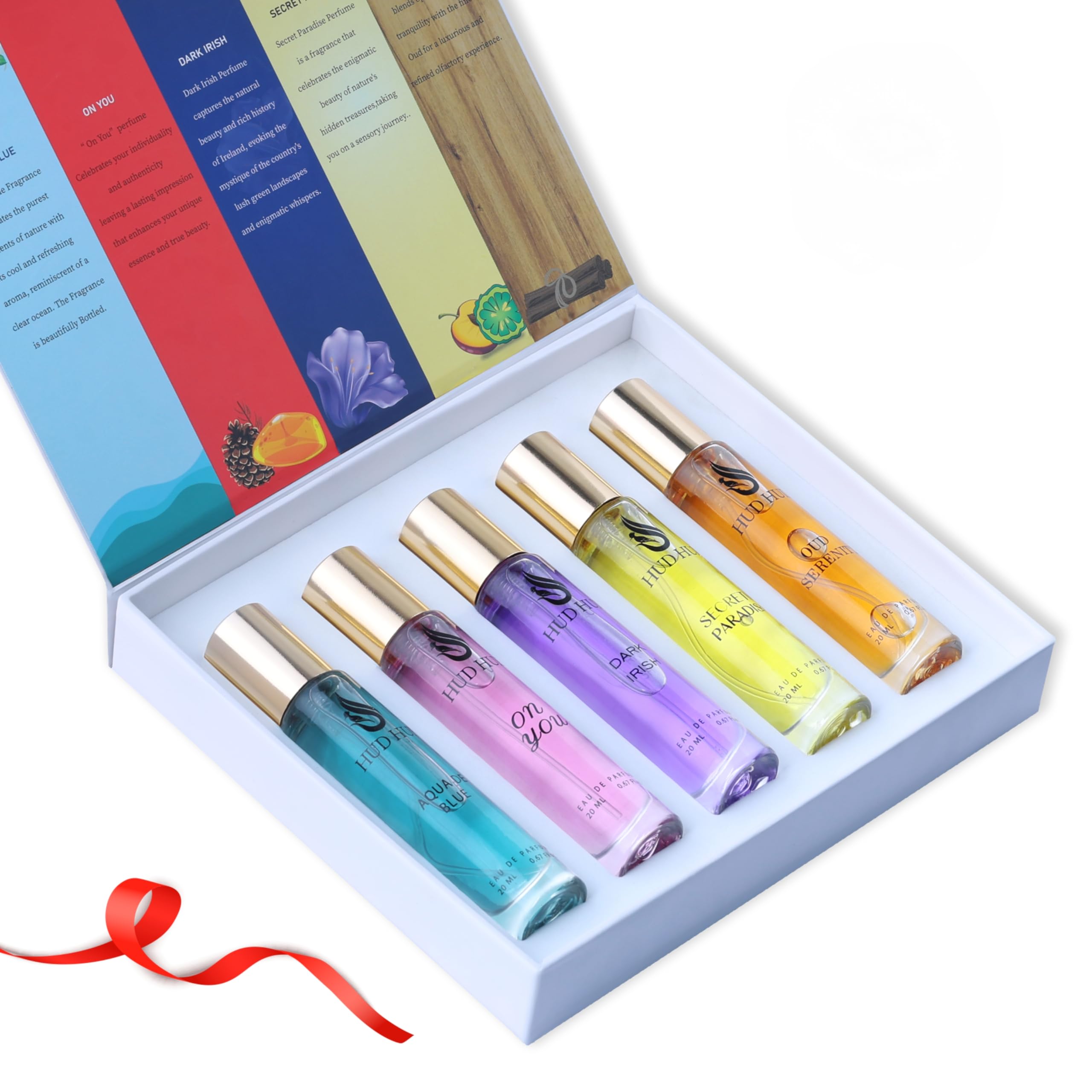 HUDHUD Luxury Perfume Combo Pack Parfum Gift Set for men & women | Premium Long Lasting Eau De Parfum Set, Fragrances for Women, Men, Girls, Teens, Adults, Crafted in France Pack of 5 (20ml Each)