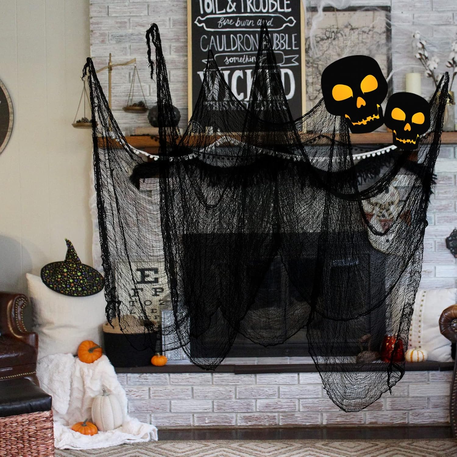 590" x 30" Halloween Creepy Cloth Spooky Halloween Decorations Indoor Outdoor Haunted House Party Decor Supplies Backdrops for Garden,Doorways,Yard,Home,Windows - Image 4